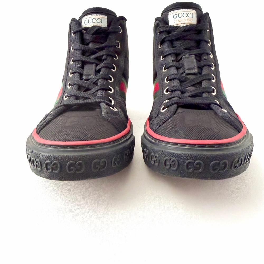 GUCCI | Tennis 1977 Off The Grid Black GG Eco Nylon Web High Top Sneakers EU 37 - Picture 4 of 13